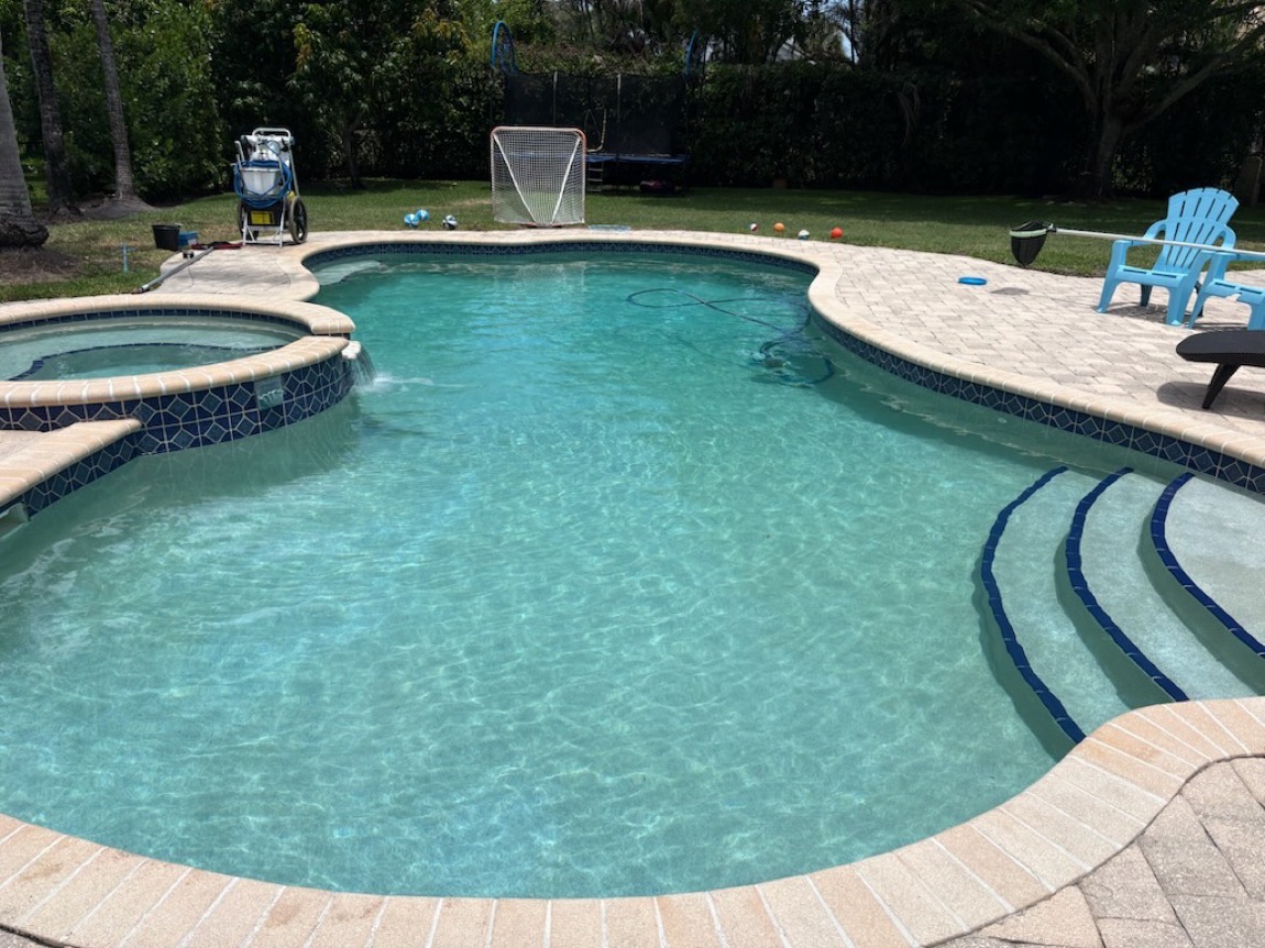 Same family backyard pool clear and clean after Excel Pool Care service