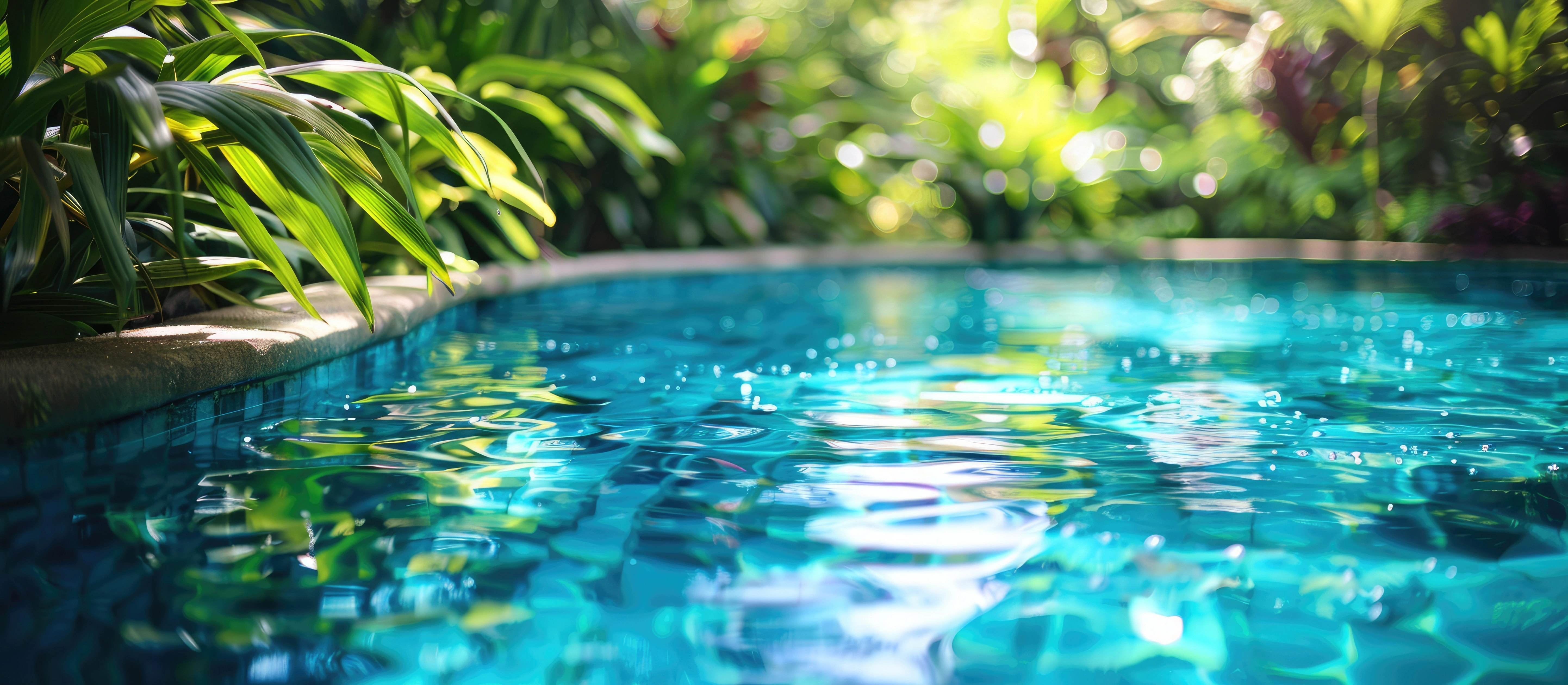 Sparkling clean residential swimming pool serviced by Excel Pool Care in Tequesta, Florida